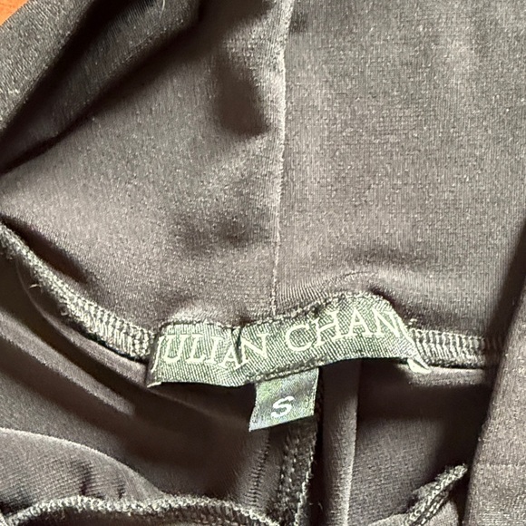 Julian Chang Mixed Media Black Pull On Pants Gold Sequin Side Stripe Small - Picture 10 of 10